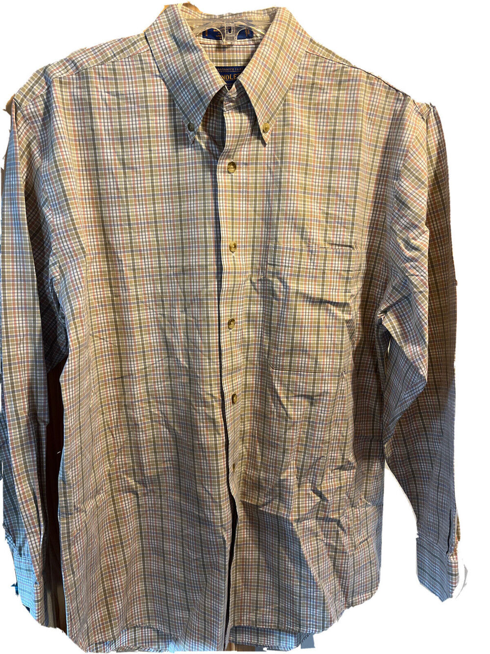 Pendleton Men’s M Green Brown check long sleeve button down broadway cloth shirt